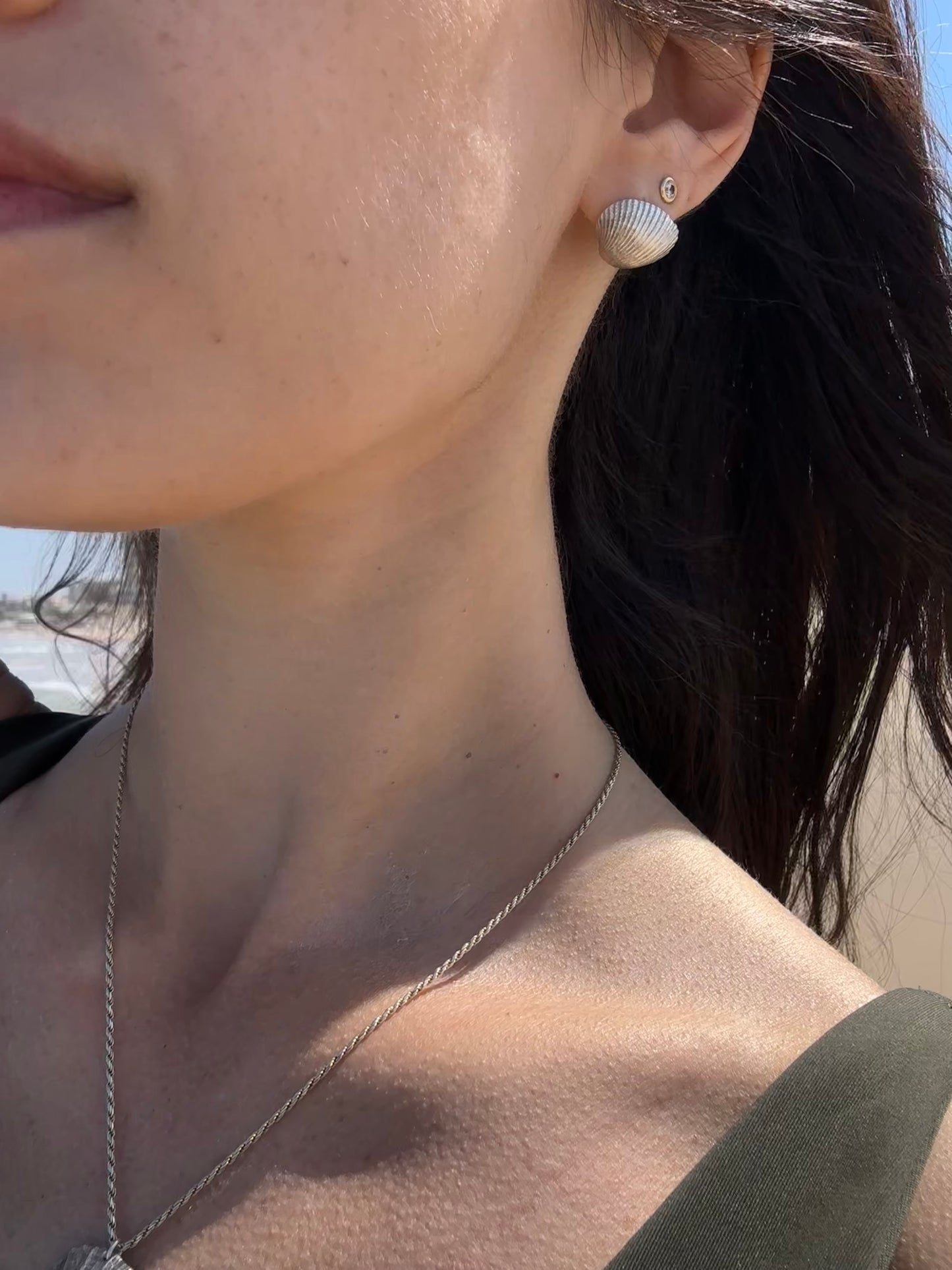 Bondi beach earrings S 18k White gold