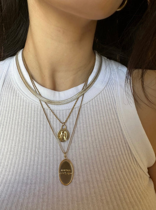 שרשרת חריטה אישית ציפוי זהב צהוב 14k