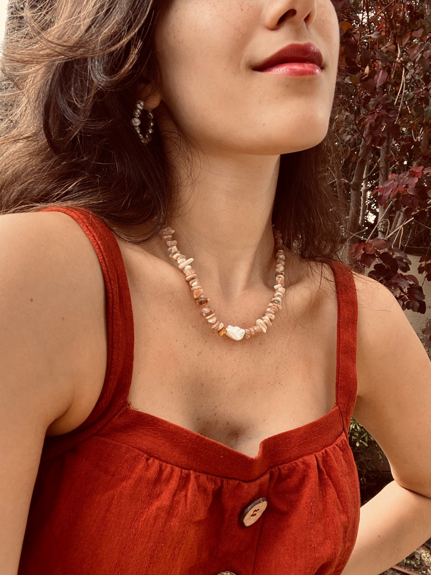 PINK MOONSTONE QUARTZ necklace