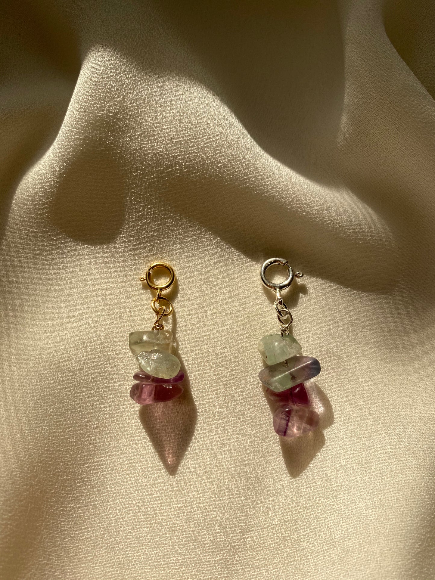 NATURAL QUARTZ FLUORITE AMETHYST charm