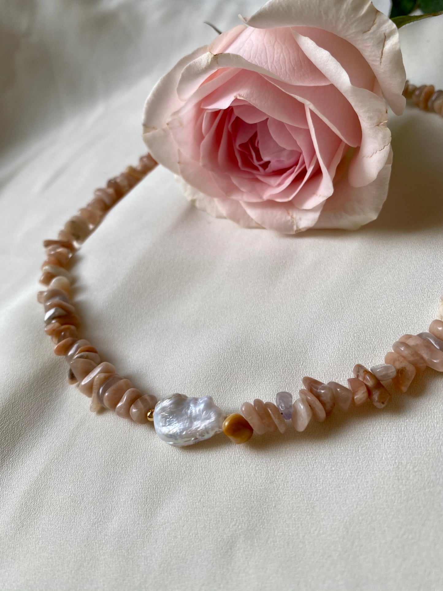 PINK MOONSTONE QUARTZ necklace