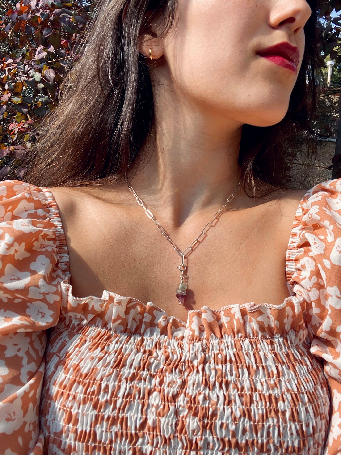 NATURAL QUARTZ FLUORITE AMETHYST charm